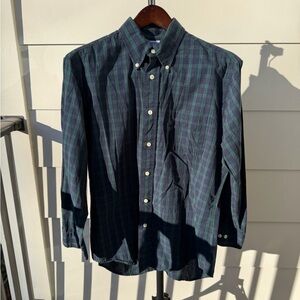 Brooks Brothers Navy and Green Checkered Shirt
